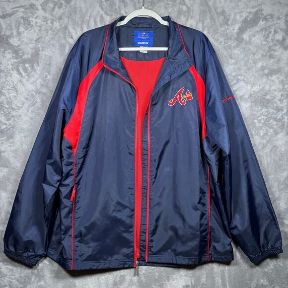 Reebok Atlanta Braves MLB Windbreaker Jacket XL Navy Red - Picture 1 of 10